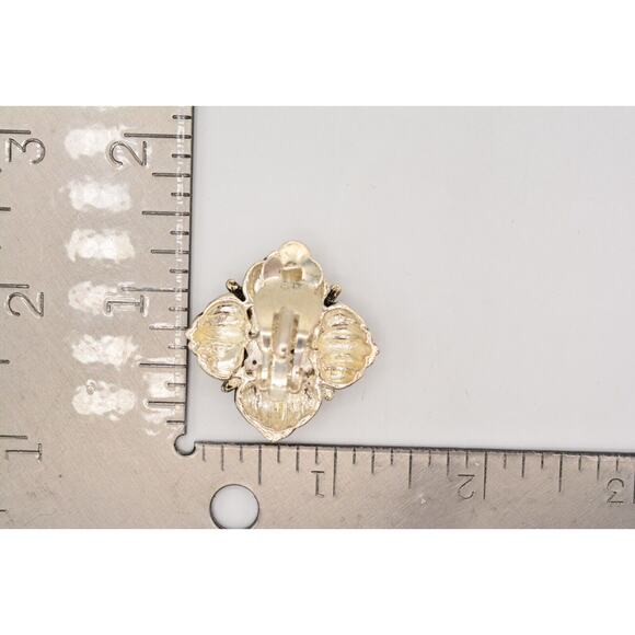 Vintage Crystal Clip On Earrings Chunky Rhinestone Silver Tone Heavy 1980s BinAR - Picture 12 of 12